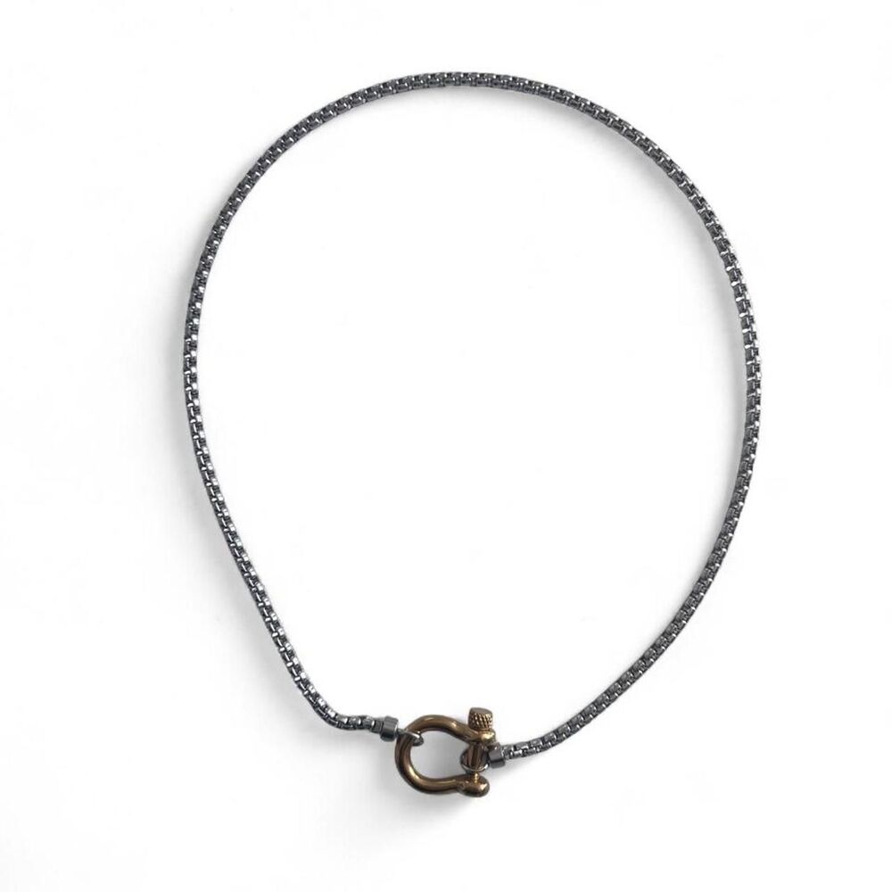 Silver Chain Gold Shackle Clasp Necklace